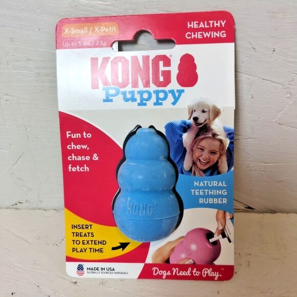 NEW Kong Puppy X-SMALL Blue Healthy Chewing Toy Teething Dog Chew, Chase, Fetch - Picture 1 of 3